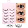 DINGSEN 5 Pairs Manga Lashes Eyes Lashes Soft Natural Long Eyelashes Fake Lashes Anime Wispy Strip False Eyelashes Makeup
